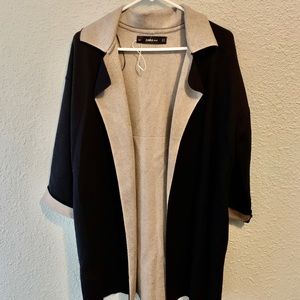 Zara knit blazer pre owned navy blue and gray
